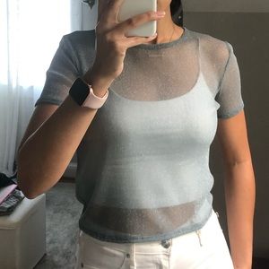 Mesh sparkle top